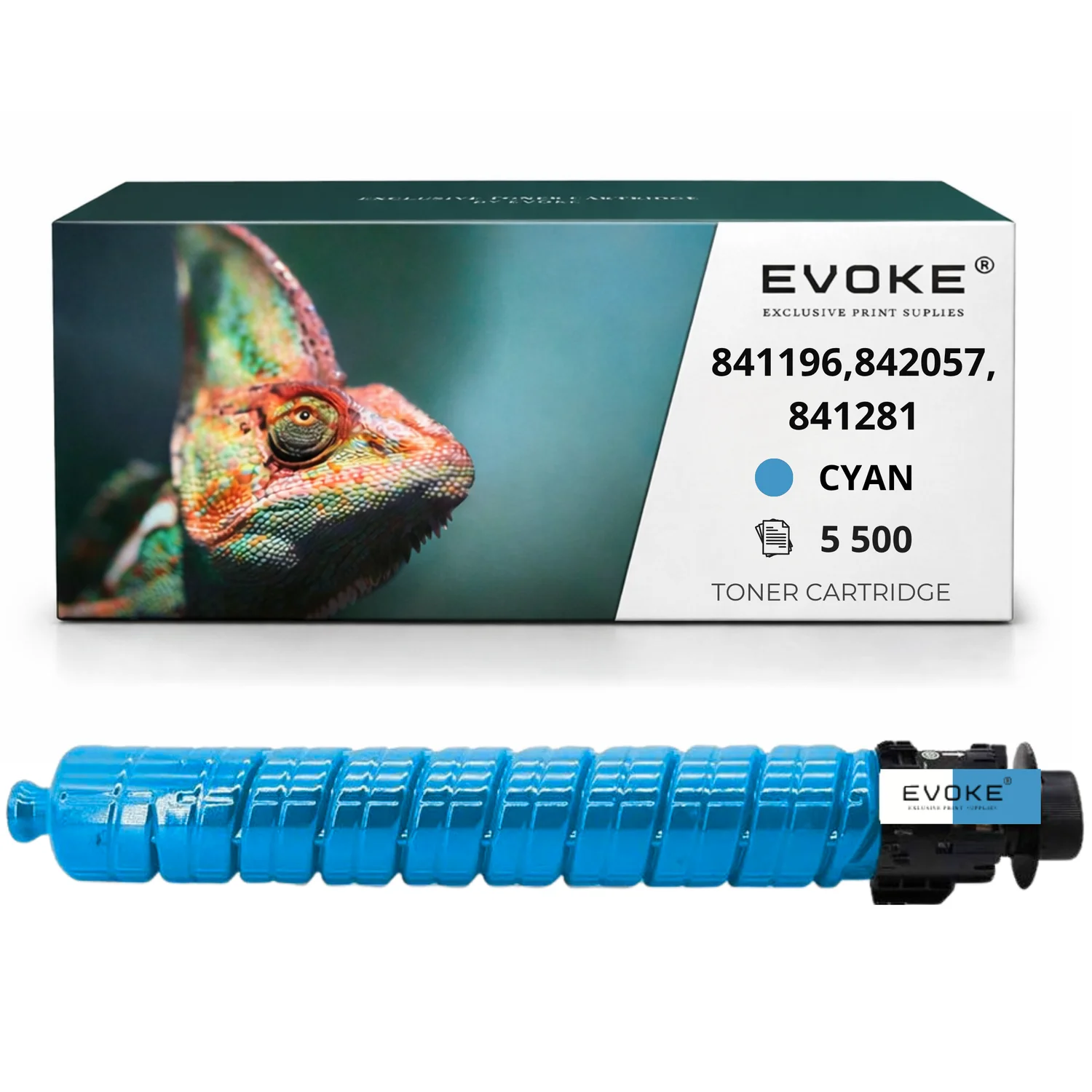 Evoke compatibele toner voor Ricoh Mpc-2030 2050 2550C Mpc2030C Mpc2050C Mpc2550C Mpc2030 Mpc2050 Mpc2550 841197 842060 841281 Cyaan 5500 pagina's Mp C2030 C2050 C2530 C2030 Mpc2050 Mpc2550