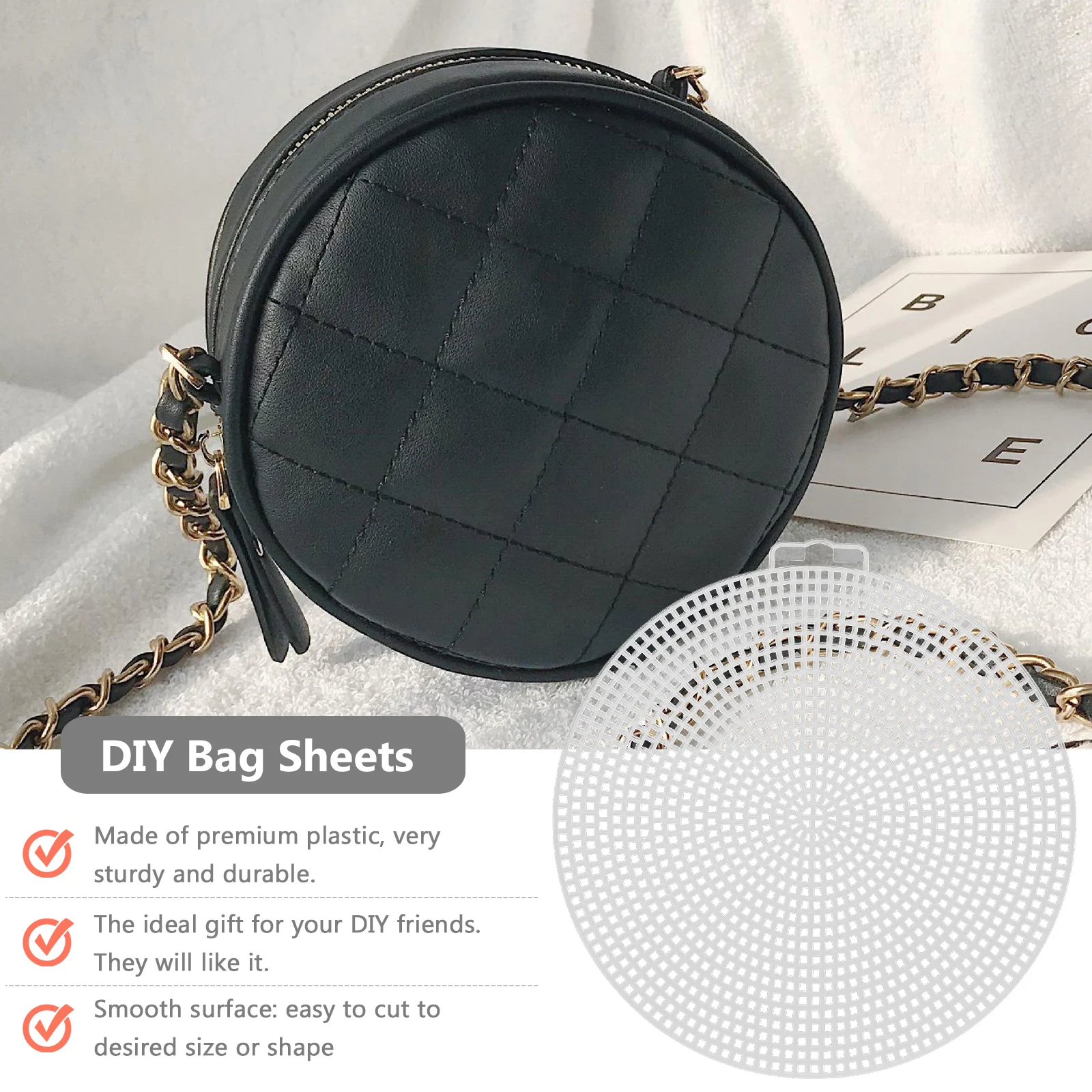 

10Pcs Round DIY Mesh Sheets Plastic Handmade Cross Stitch Sewing Sheets for Crochet Bag Coaster Embroidery Craft