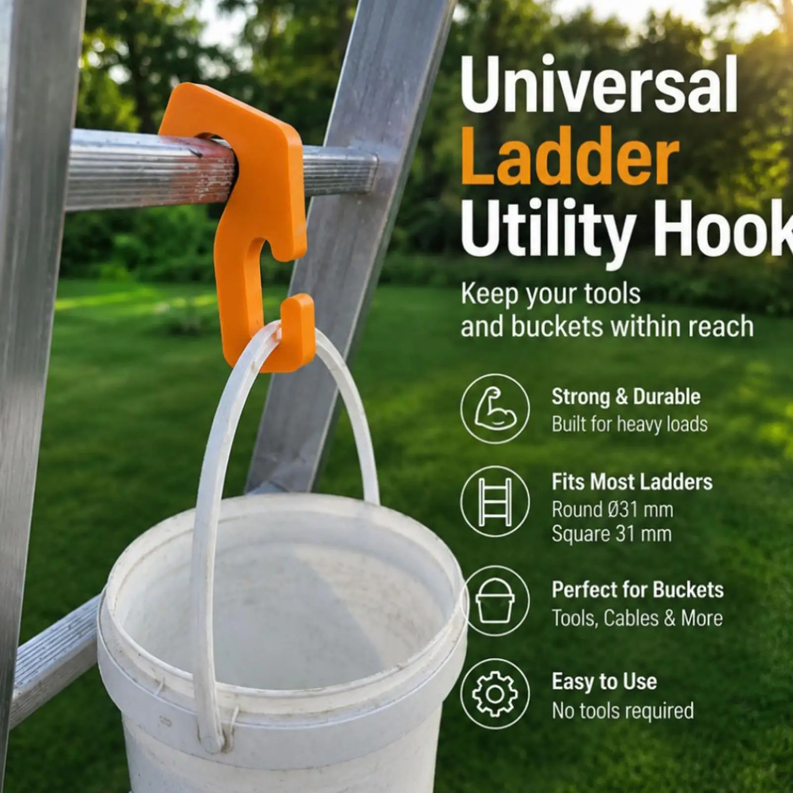 Paint Can Holder For Ladder Quick Tool Reach Hanger Bucket Hook 3D Printed Rack Garage Organizer Heavy Duty Utility Hooks