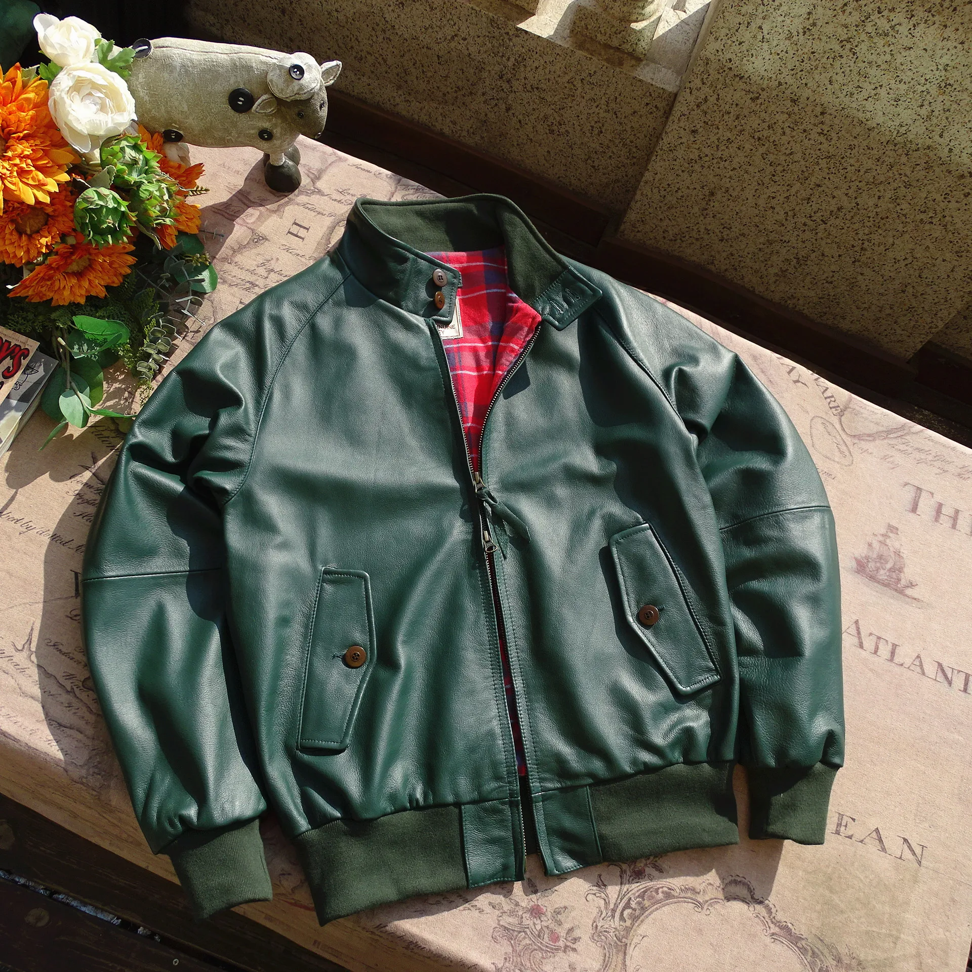 

Harringto G9 Newpelli Ultra-Thin 09 Calfskin Briti een Men's Leather Jaet Faion Urban Sle Spring ort Loose Fit