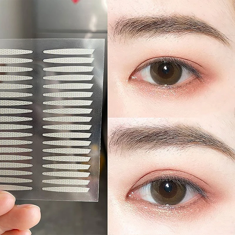 Cinta de doble párpado Invisible, autoadhesiva transparente Natural, levantamiento de ojos grandes, malla sin marcar, pegatinas de encaje para ojos, 1 hoja