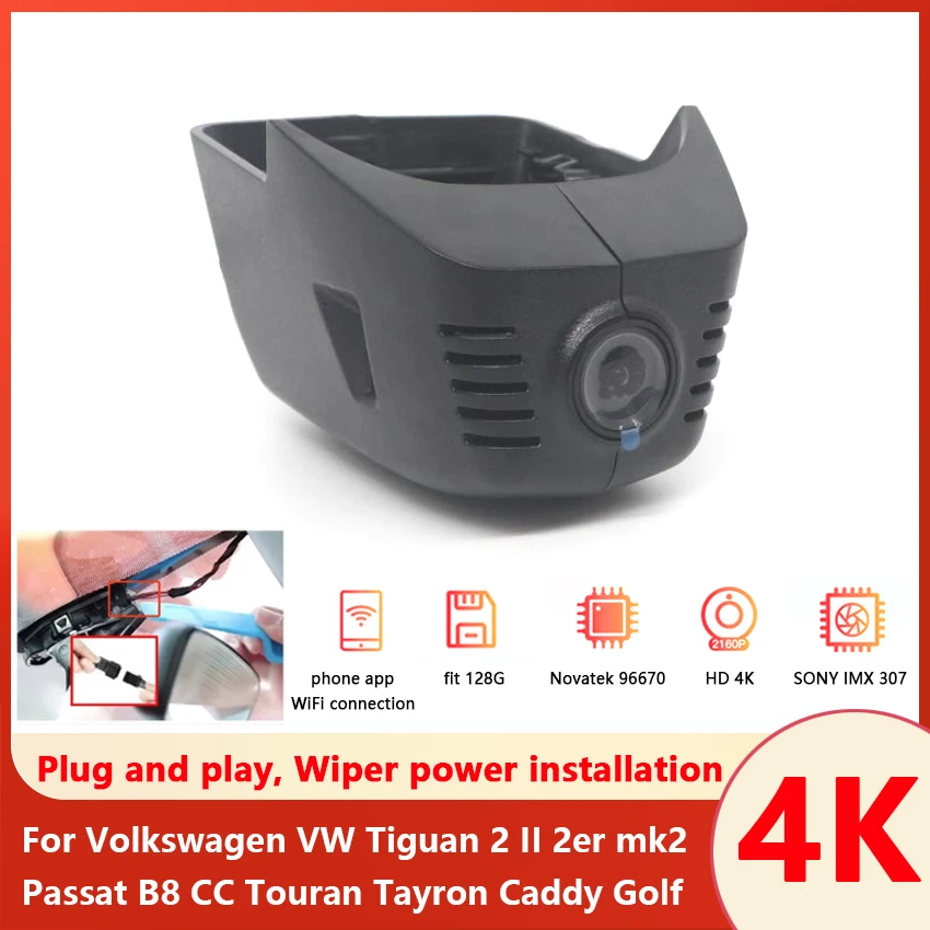 

Easy to install DashCam For Volkswagen VW Tiguan 2 II 2er mk2 Passat B8 CC Touran Tayron Caddy Golf Dual Lens Car Dvr Dash Cam