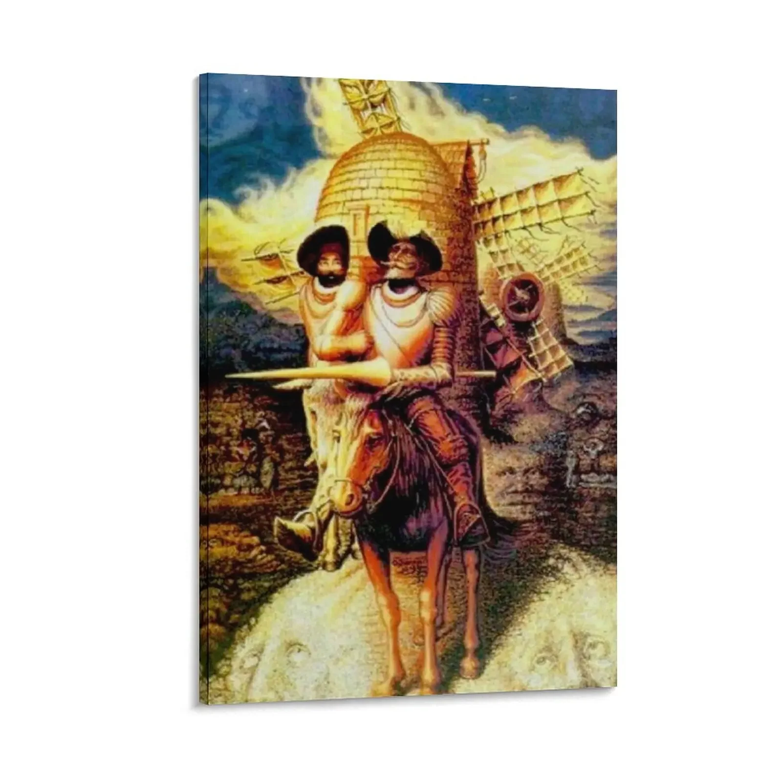 

DON QUIXOTE : Vintage Abstract Tilting at Windmills Print Canvas Painting korean room decor Paintings