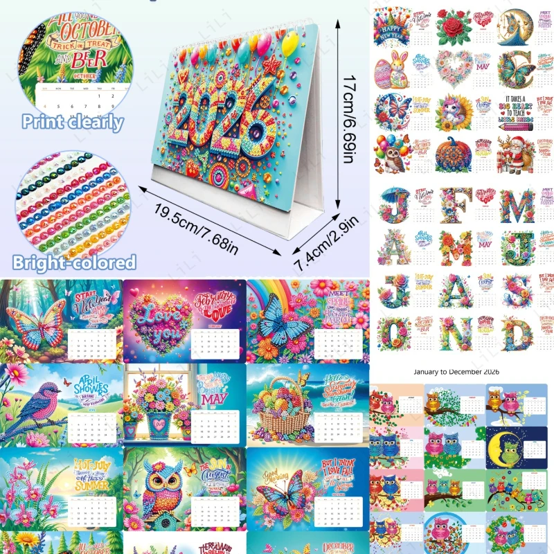 

2026 алмазная живопись DIY настольный календарь вспышка бриллиант календарь ручной работы креативный настольный орнамент ежегодный подарок ручной работы
