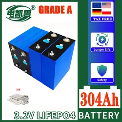 Grade A 304Ah LiFePO4 3.2V rechargeable battery suitable for DIY 12V 24V 48V caravan marine solar energy system no tax