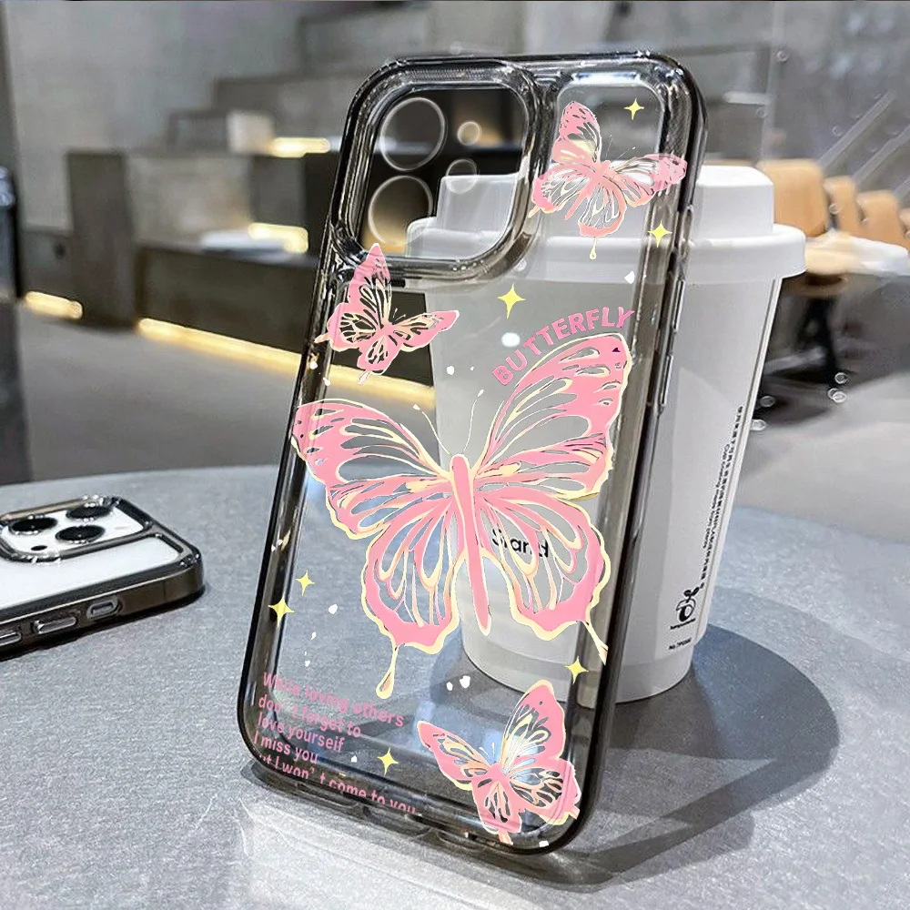 Cute Butterfly Clear Phone Case For iPhone 11 Case iPhone 15 14 Pro 12 13 Pro Max X XR XS 7 8 15 Plus Shockproof Soft Back Cover