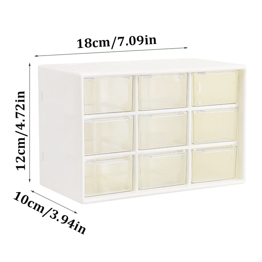 Desktop 9 Grid Storage Boxes Organizer Transparent Small Drawer Partitioned Student Desk Wall-mounted Sundries Storage Box Cute