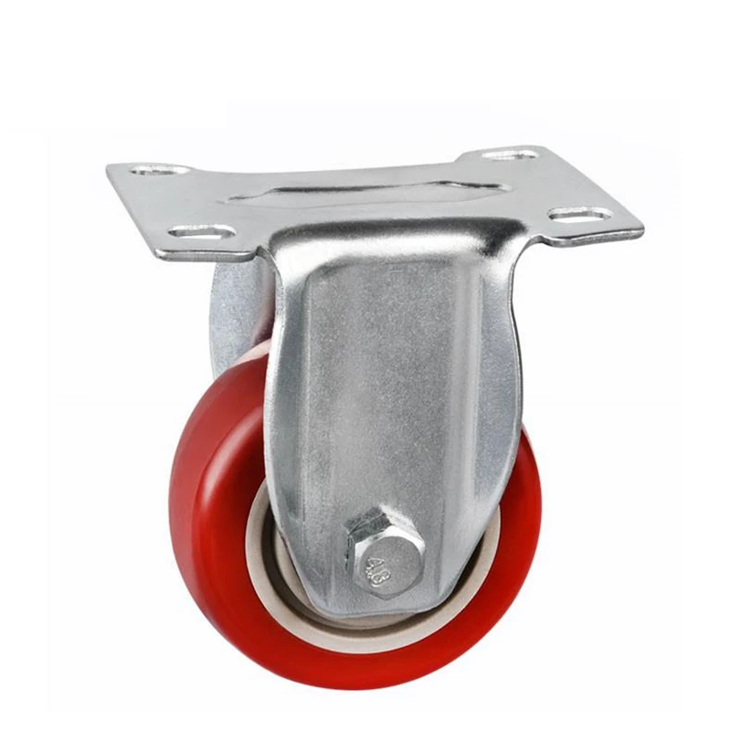 

1 Pc Casters 3-inch Directional Wheel - Red Double Shaft Plastic Core Medium Fixed Pulley Mute Caster Pvc