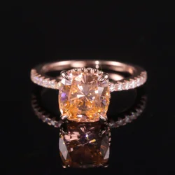 GEM'S BALLET Cushion Cut Diamond-fire CZ - Moganite Color Engagement Ring 925 Sterling Silver Handmade Rings Gift For Her