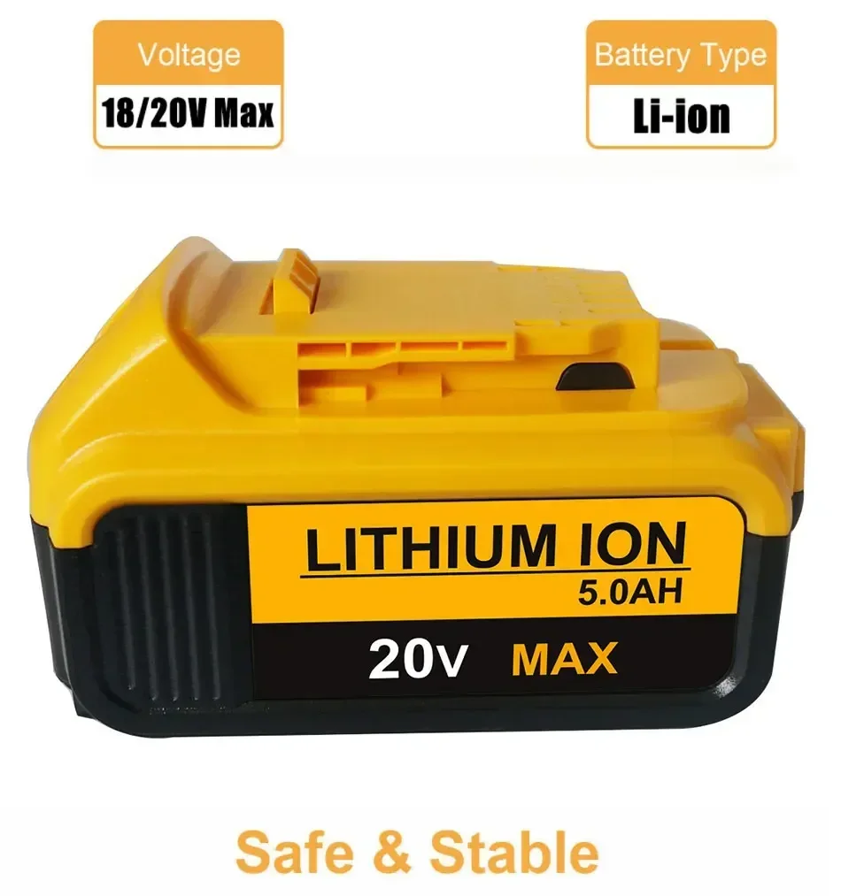 New 20V 6.0Ah MAX XR 18650 Tool Battery Power Replacement for DeWalt DCB184 DCB181 DCB182 DCB200 18V 6A 18v Battery with Charger