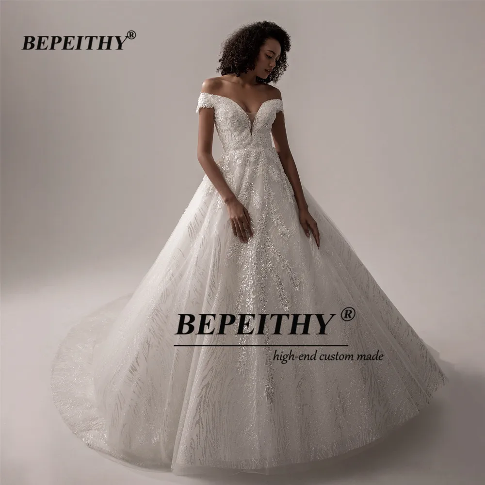 BEPEITHY – robe de mariée personnalisée à paillettes, épaules dénudées, pour femmes, dubaï, robe de bal de luxe, nouvelle collection 2022