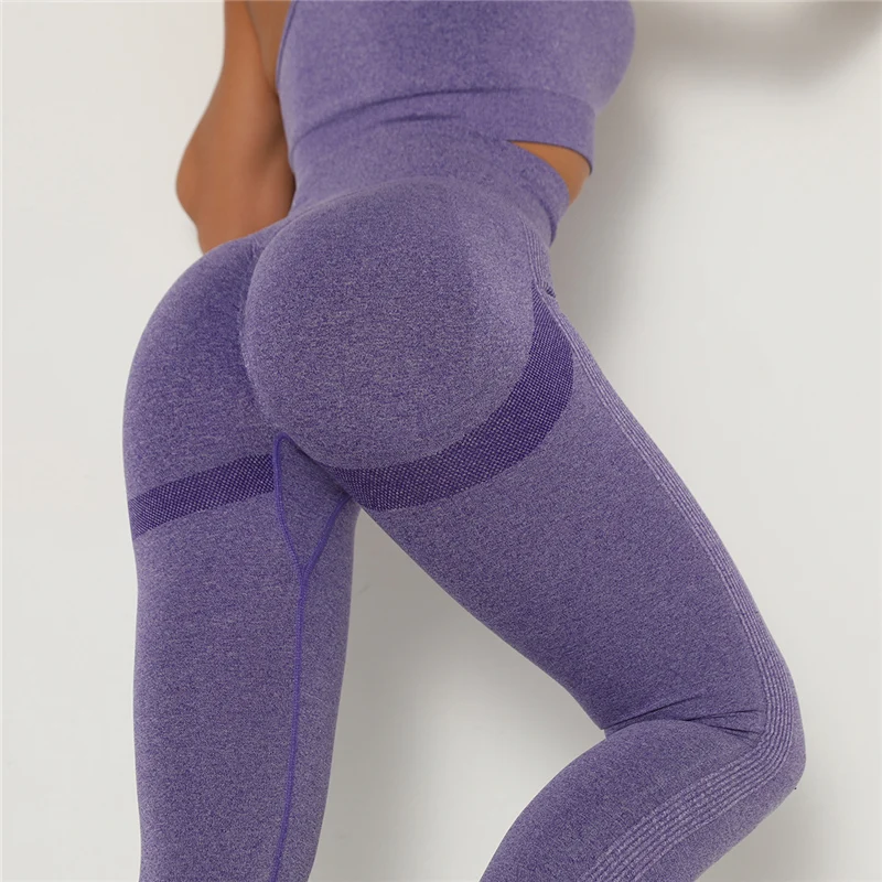 Damskie bezszwowe legginsy bezszwowe legginsy jogi wysokiej talii Hip podnieś mocno bańka Butt Push Up Fitness Workout Running Sportswear