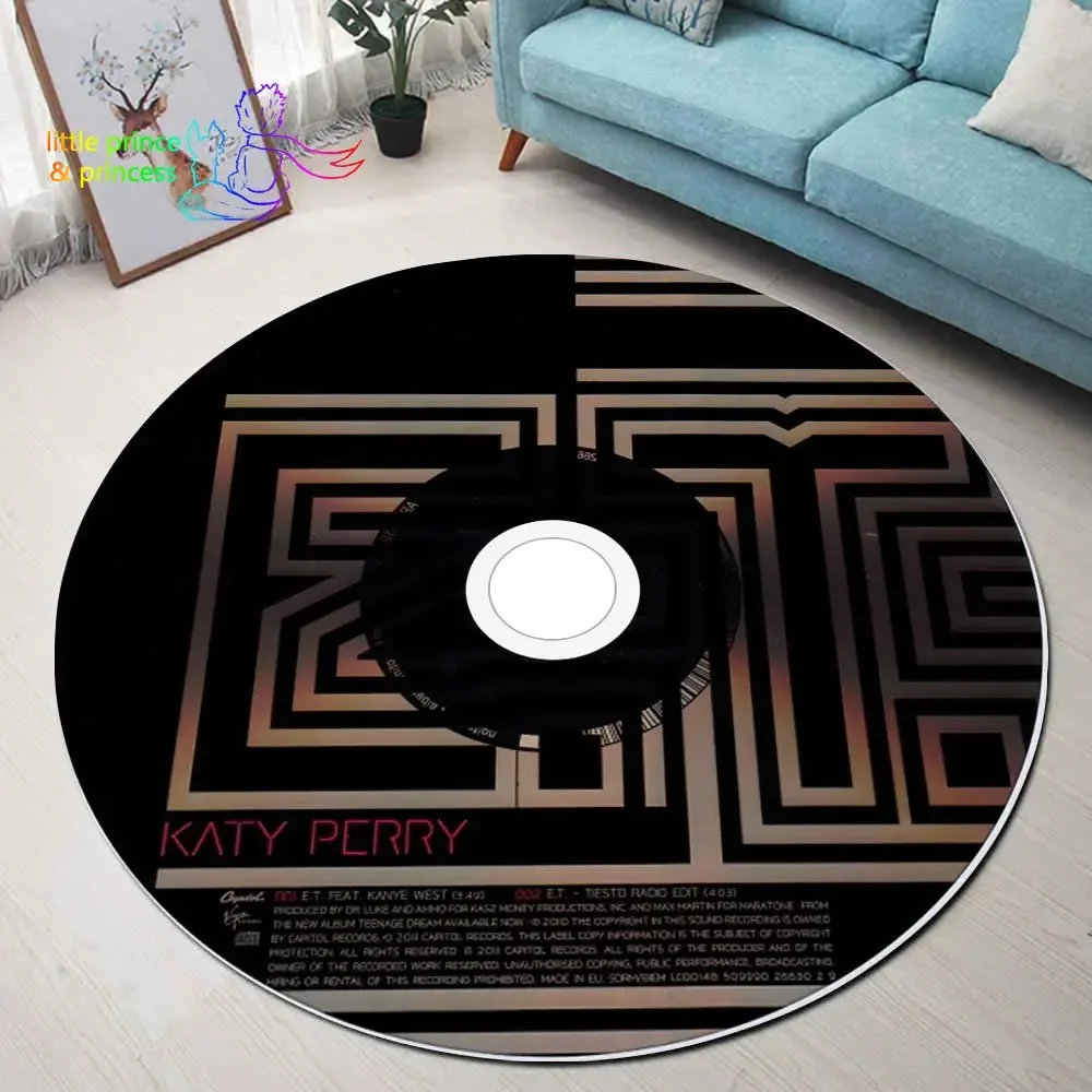 K-Katy Perry CD Rug Music Round Mat Round Rug Round Carpet Bathroom Mat Black Mat Home Decor Rug Living Room Kitchen