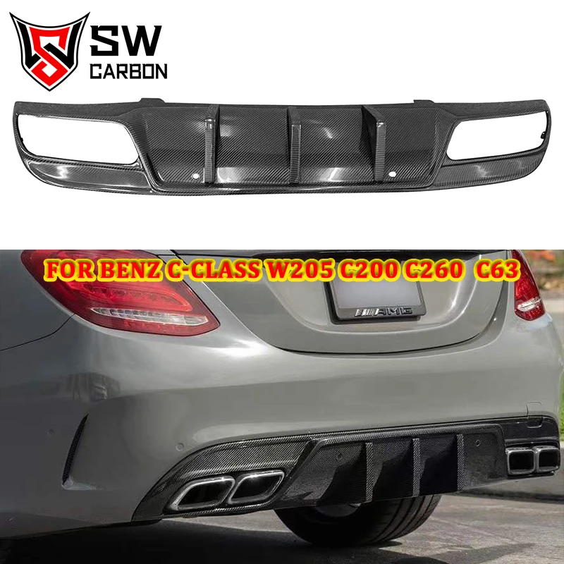 

High Quality C-Class Carbon Fiber Diffuser for Mercedes-Benz C-Class W205 C43 C63 C200 C220 C260 Rear Bumper Chin Lip Splitter