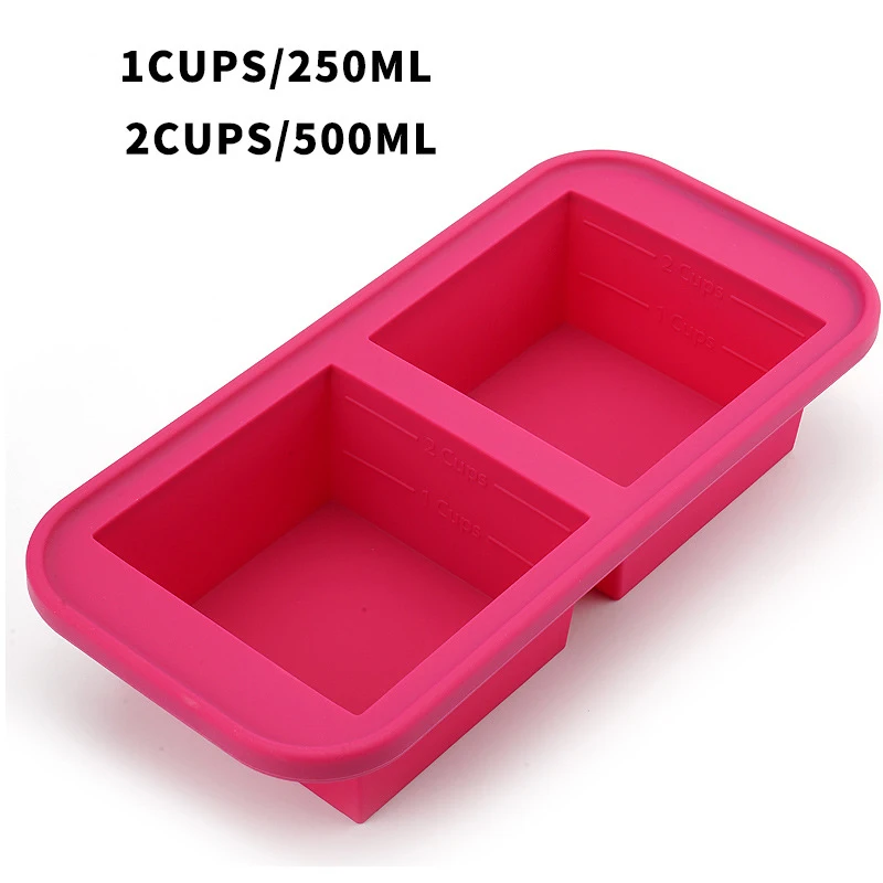 1 Pc 2/4/6 Grid Siliconen Vriezer Schimmel Met Deksel Gekoelde Voedsel Opbergdoos Voedsel doos Ijsbak Schimmel Ijs Doos Vers Houden Doos