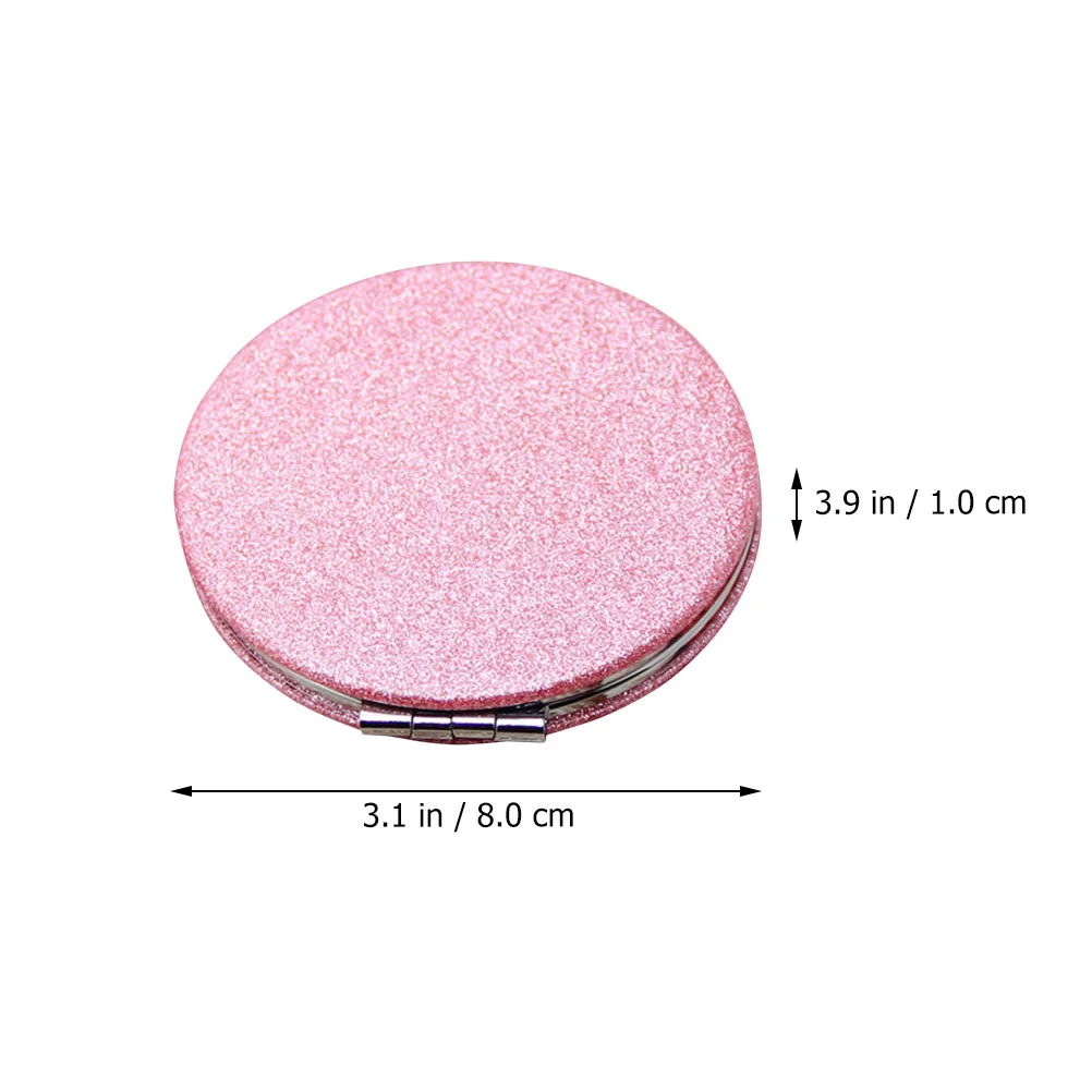 Mini billetera con purpurina, espejo de maquillaje decorativo, exquisito, pequeño, especial, compacto, a granel, espejos de viaje plegables de vidrio rosa