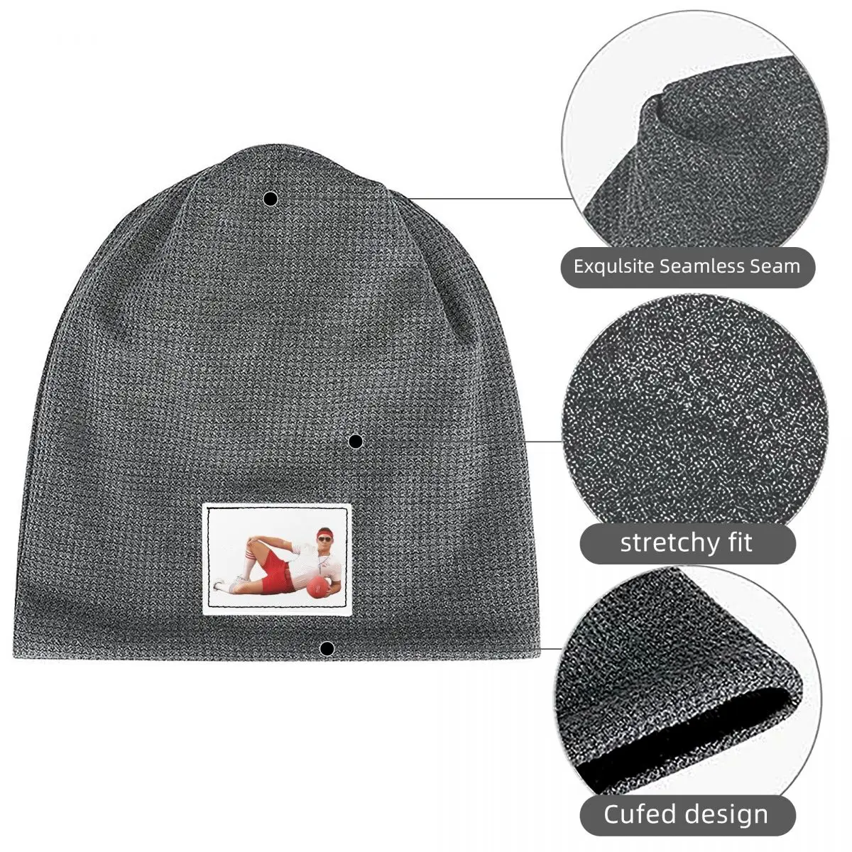 Dean Winchester Waffle Knit Fleece Lined Beanie with PU Leather Patch Unisex Warm Winter Soft Cap