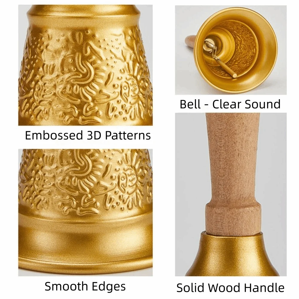 Creative Tabletop Metal Hand Bell Manual Operation Antique Finish Hand Cranked Bell portable Extra Loud