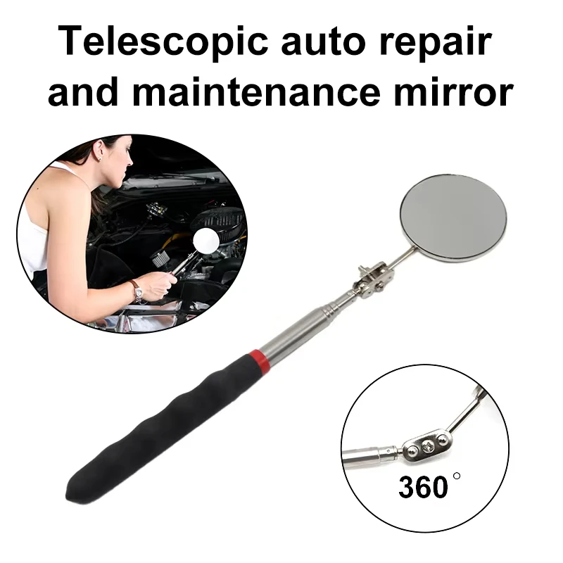 Universal Auto Repair Telescopic Bottom Inspection Mirror 360° Rotating Reflector 52mm Folding Detection Mirror Tool Accessory