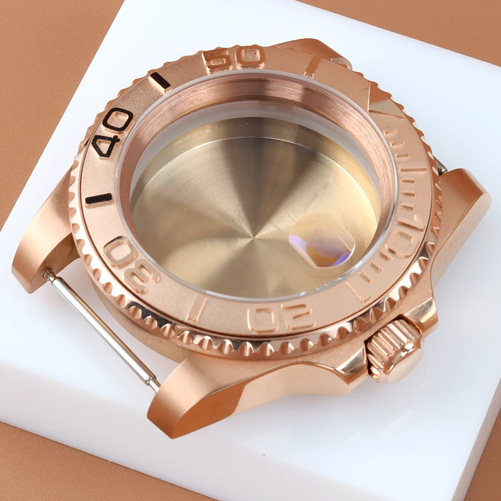 

Rose Gold/Gold 40mm Case Fit Yacht-Master SUB GMT Seiko NH34 NH35 NH36 NH38 Movement Sapphire Glass Waterproof Watch Case