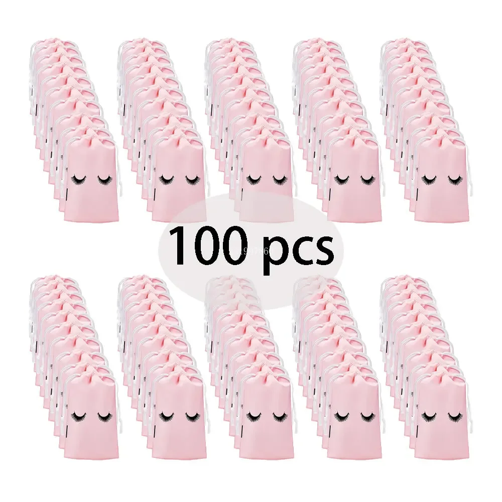 50/100 Torby do pielęgnacji rzęs Plastikowa torba ze sznurkiem do rzęs Kosmetyczka do makijażu Kosmetyczka podróżna Artykuły kosmetyczne Opakowanie na prezenty