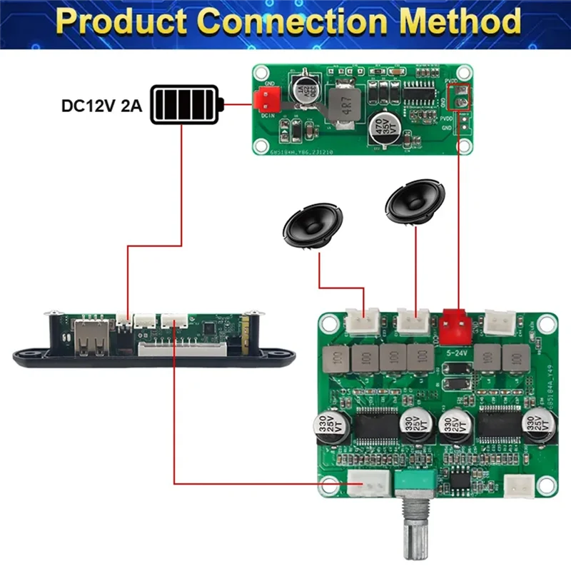 

-A12R 6A Current High Power Amplifier Boost Board DC-DC Boost Power Module Board Voltage 7.2-12V To 24V