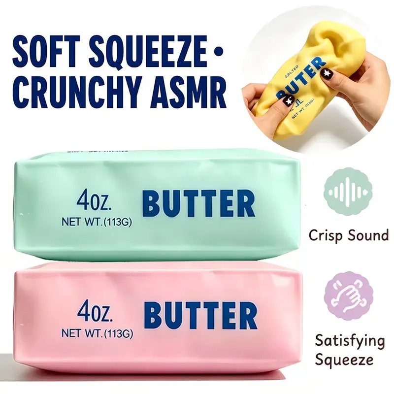 Crunchy Butter Stick Squishy Stress Ball Fidget Toy Crunchy Squishies Squeeze Toy ASMR Anti Stress Release Hand Relax Gift Toys