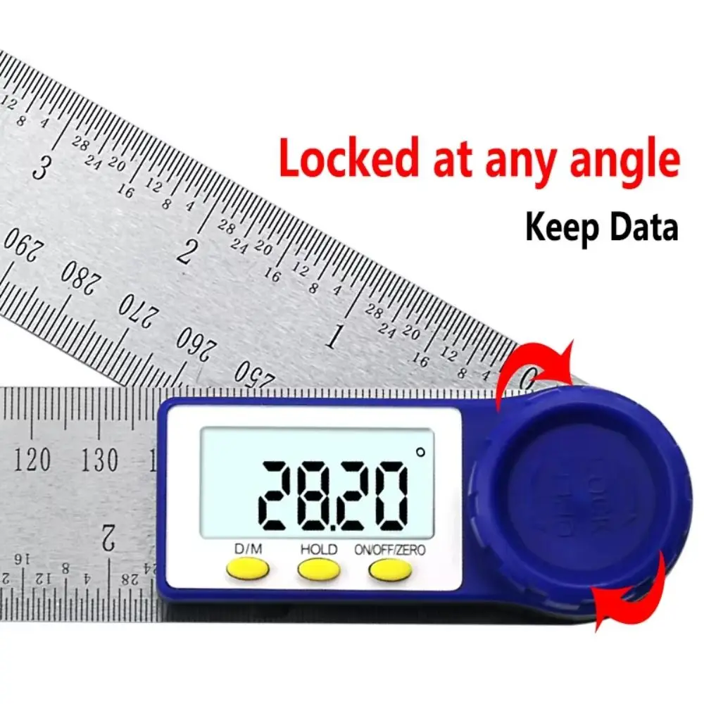 0-200mm Angle Ruler Electronic Stainless Steel Scales Angle Finder Digital Display Portable Angle Meter Woodworking