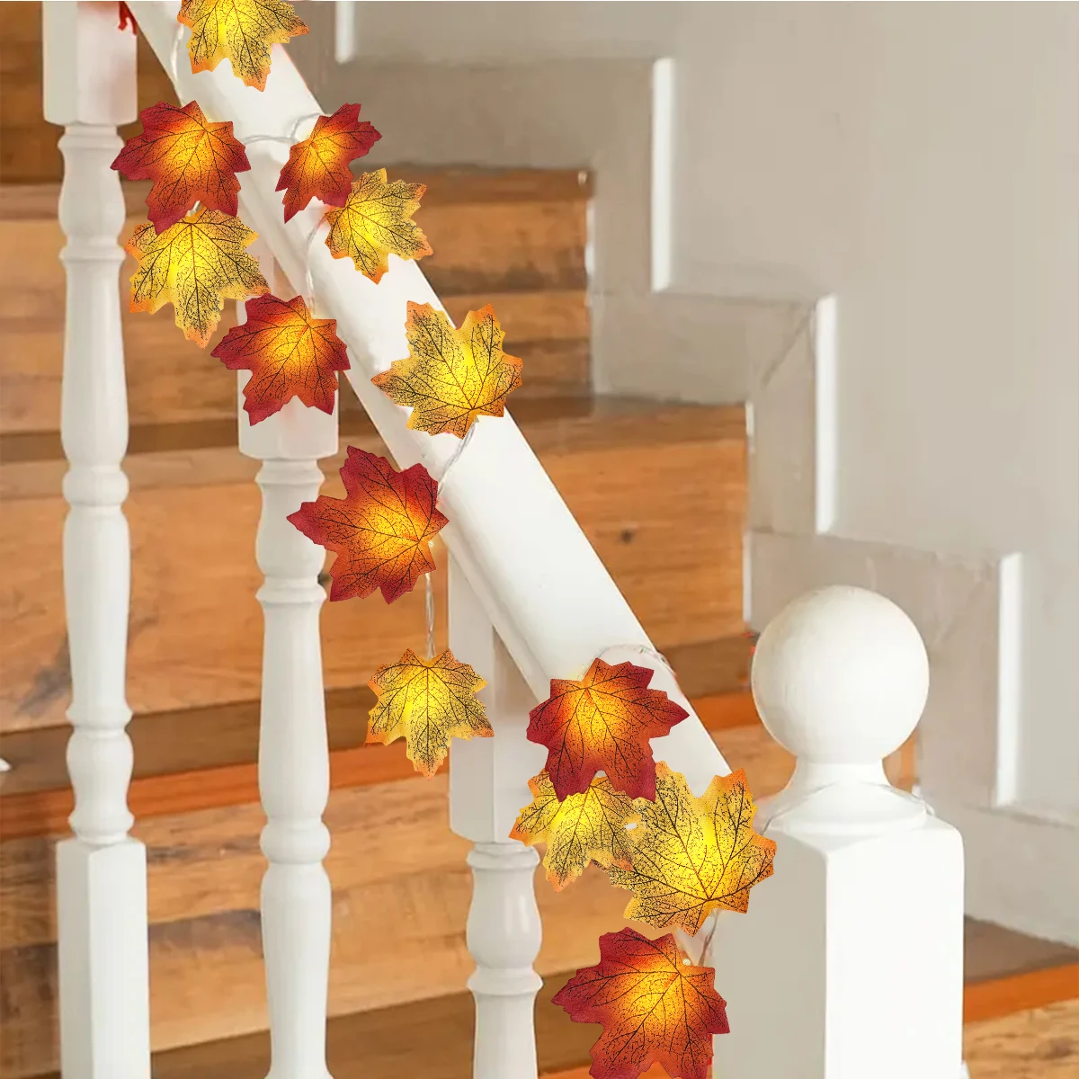 أضواء ليد ورقة القيقب لتزيين الهالويين ، تعمل بالبطارية ، في الهواء الطلق وداخل المنزل ، مصباح ديكور للهالويين ، 1: سلسلة #2