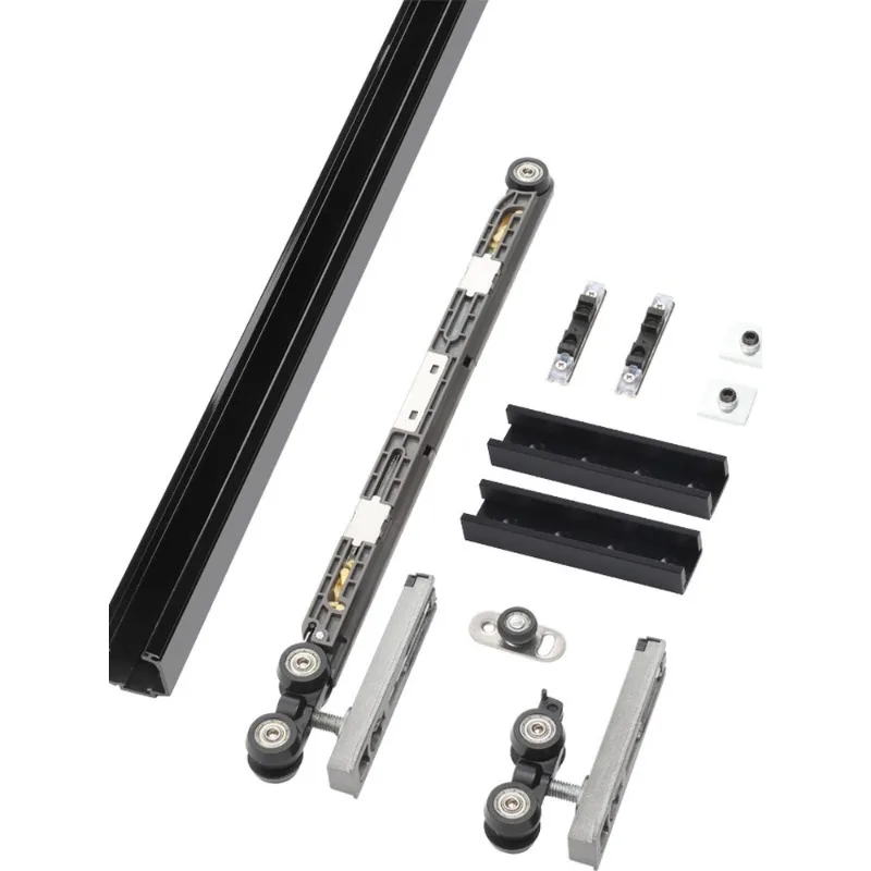 Hidden single  bidirectional buffer pocket  hanging wheel slide rail sliding door sliding door silent damping sliding
