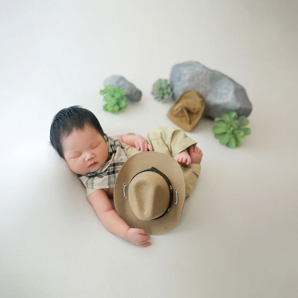 Newborn Photography Outfits Little Baby Explorer Costume Green Plants Photo Decorate Props Infant Camping Style Photoshoot Theme