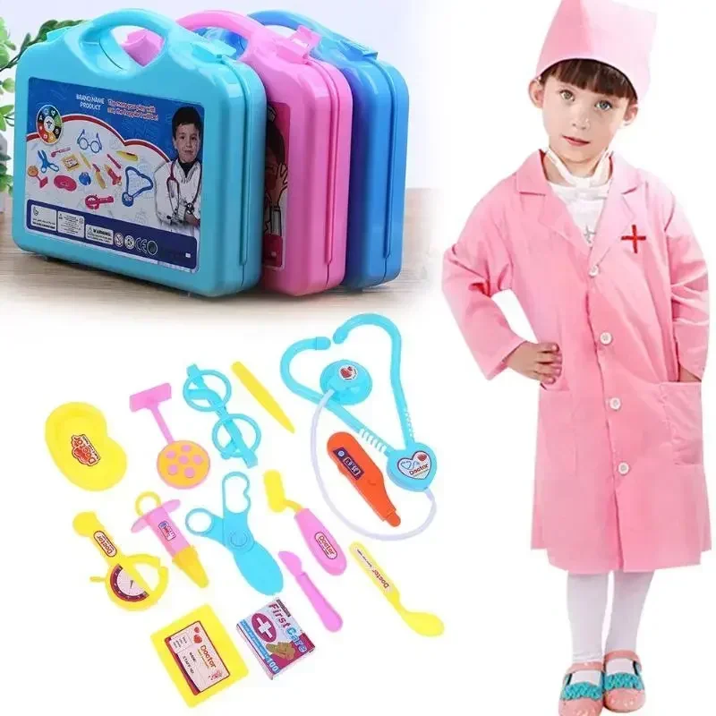 Set Kids Cosplay Doctor Dentist Nurse Toys Medical Kit Simulation Medicine Box Stethoscope Girl Gifts Learning Educational Toys