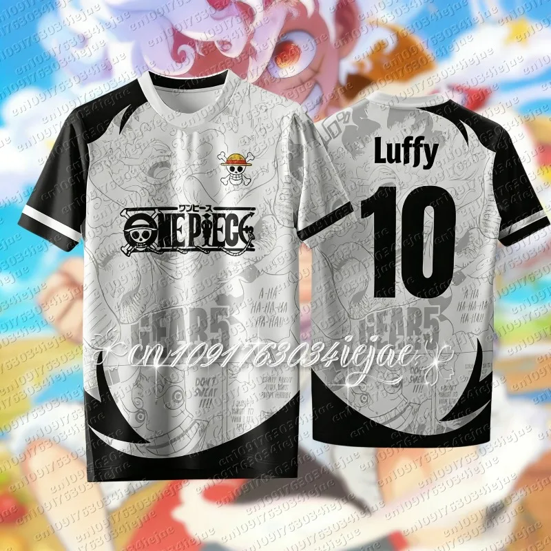2026 One Piece Anime Luffy Zoro T-Shirt 3D Short-sleeved Football Men's Casual Cosplay Loose Kid Breathable Sports Jersey Gift