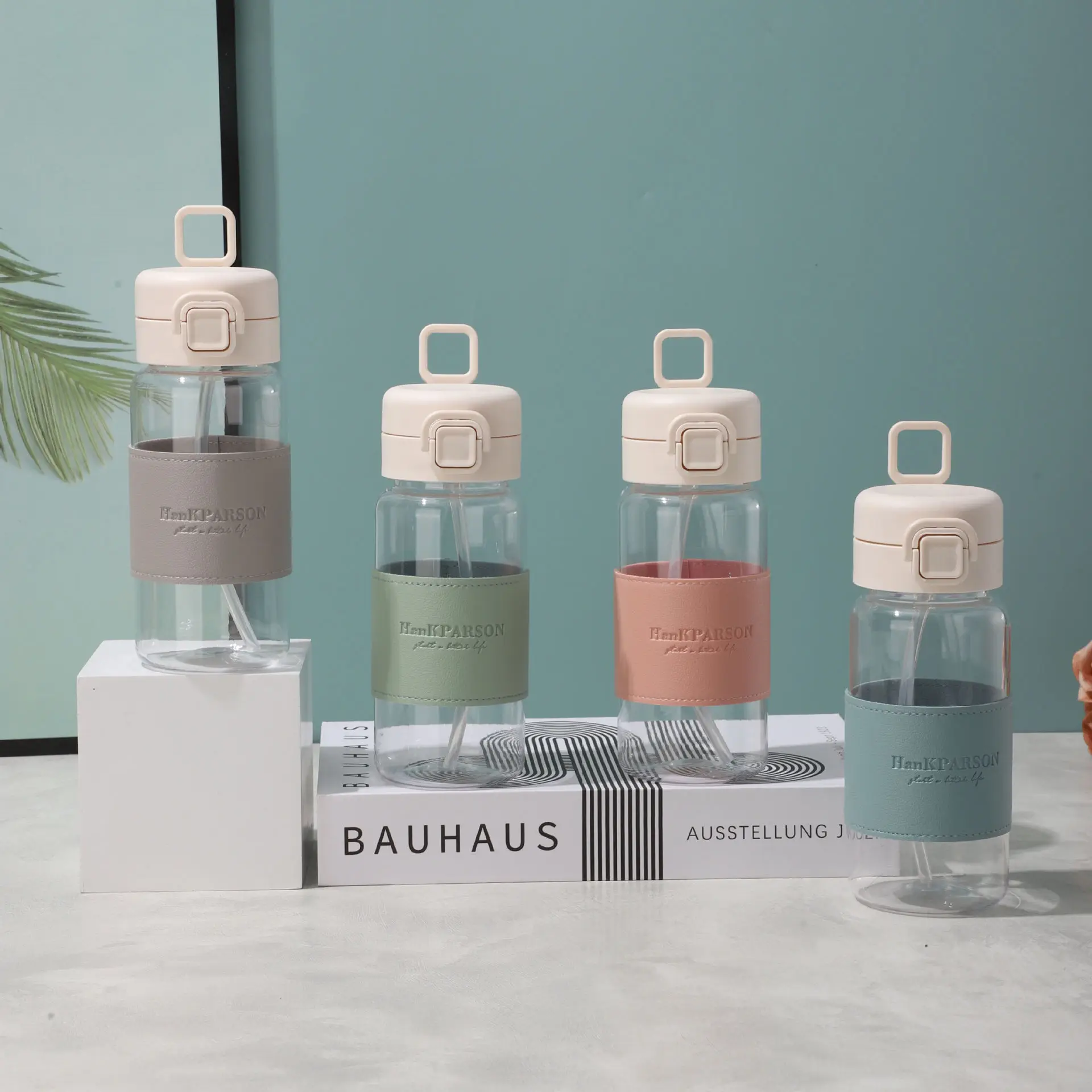 500 مللي زجاجة مياه مبتكرة مع القش مانعة للتسرب لطيف زجاجة شرب بلاستيكية Kawaii الحليب القهوة الشاي كوب عصير درينكوير