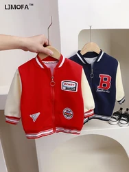 LJMOFA 1-6T giacca primaverile per bambini per cappotto da ragazzo cerniera autunnale uniforme da Baseball capispalla leggera in cotone Baby Toddle panno per bambini D144