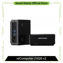 reComputer J1020 v2 - Edge AI Computer with NVIDIA® Jetson Nano 4GB, 16 GB eMMC, 2x SCI, 4x USB 3, M.2 Key M, HDMI, and DP.