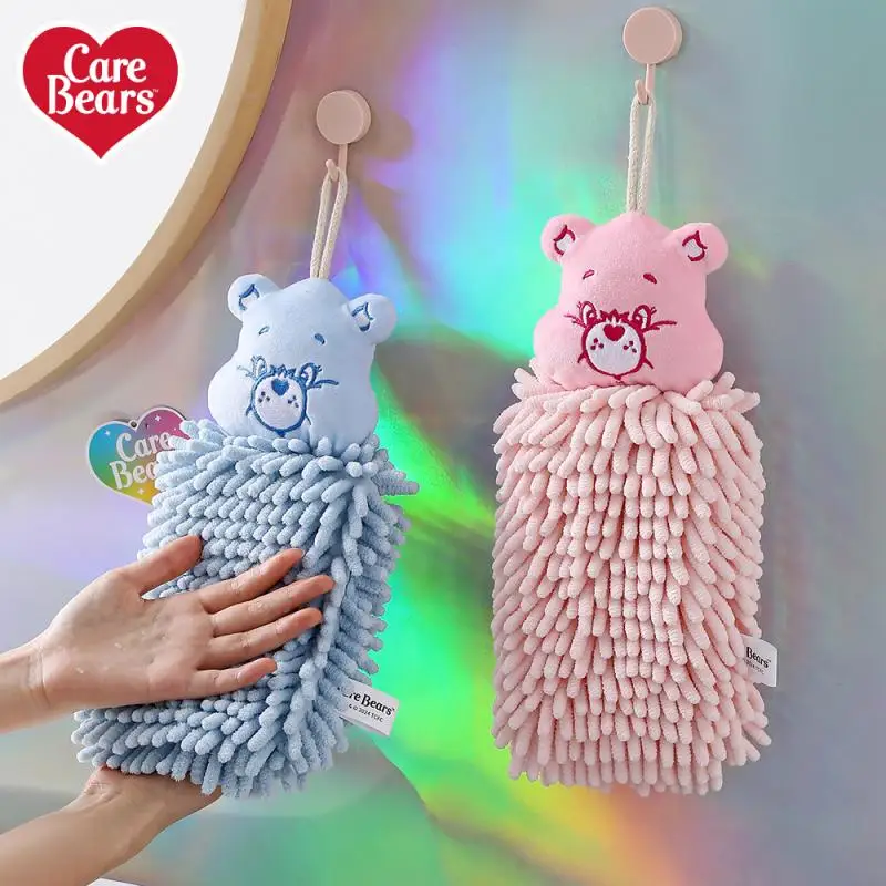 Kawaii Care Bear Chenille Hand Towels Kitchen Bathroom Hand Towel with Hanging Loops Quick Dry Soft Absorbent Microfiber Towels