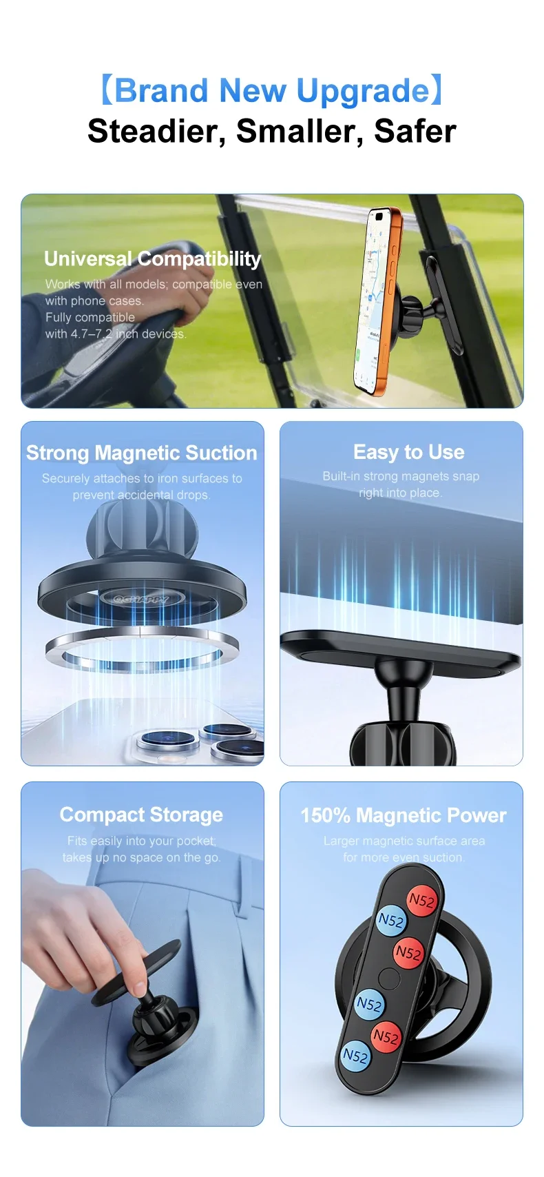 Dualer Starker Magnetischer Handyhalter fürs Auto, 360° ° Verstellbarer Metallständer für MagSafe, für iPhone 16 15 Pro Samsung Xiaomi Gym – Detail 3