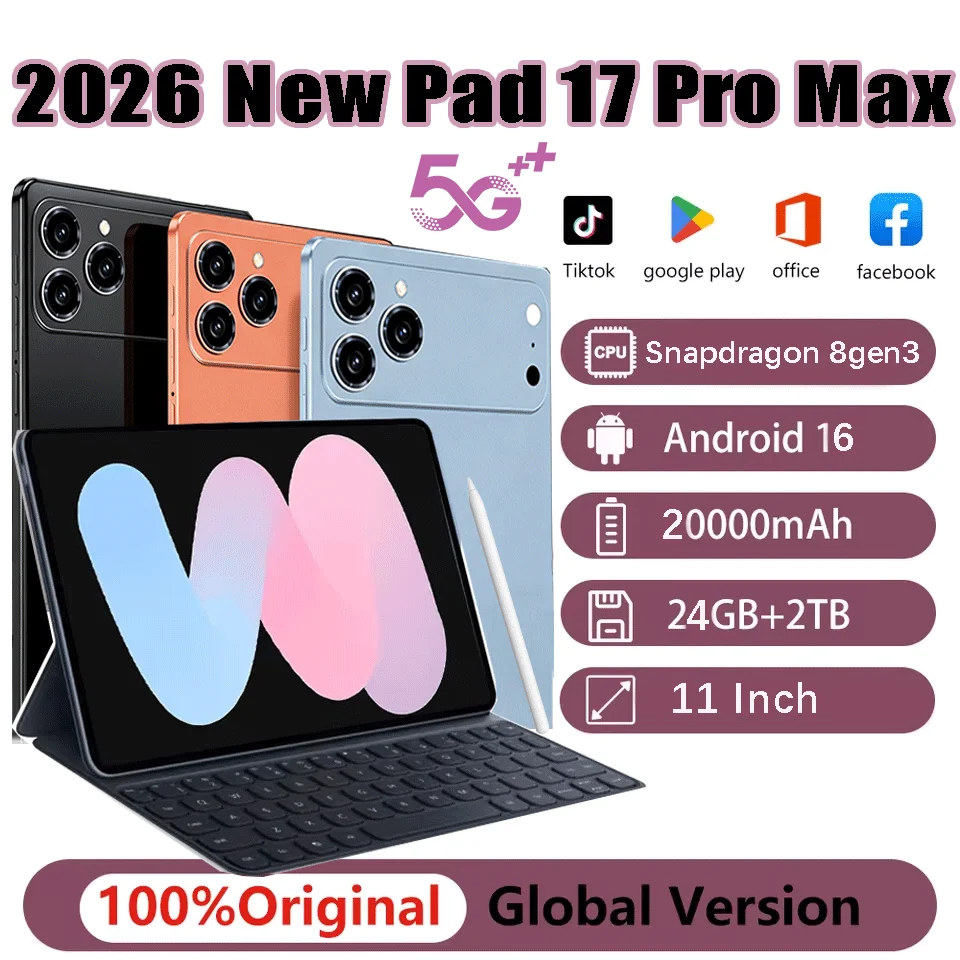 �y�Z�[�����z2026�N �O���[�o���� Pad 17 Pro Max �^�u���b�g 11�C���` Android 16 10�R�A 24GB RAM 2TB ROM 20000mAh�o�b�e���[ �f���A��SIM 5G LTE �~�j�^�u���b�gPC