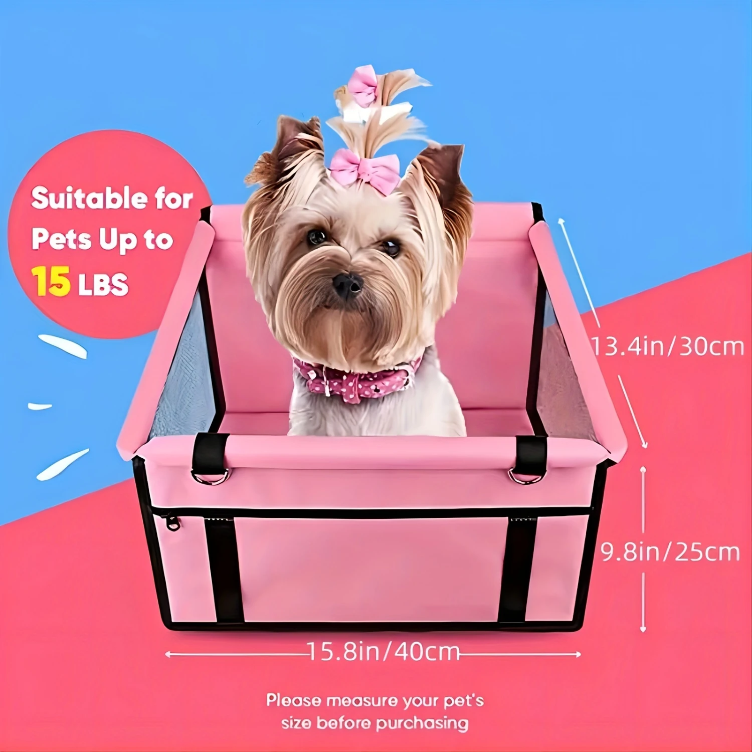 Pet Car Booster Seat For Dog Cat Portable And Breathable Bag With Seat Belt Dog Carrier Safety Stable For Travel Look Out With C