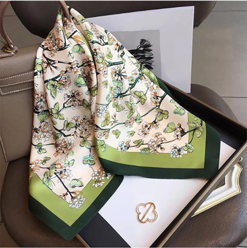 SEMALAYA Silk scarf women 2024 new spring and summer senior sense small square scarf brand imitation silk decoration Style scarf