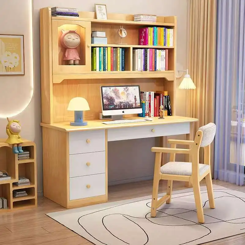 %&High End Studying Desk 1.8m Solid Wood 2 Person Position Gaming Desk Solid Wood Large Computer Writing Desk