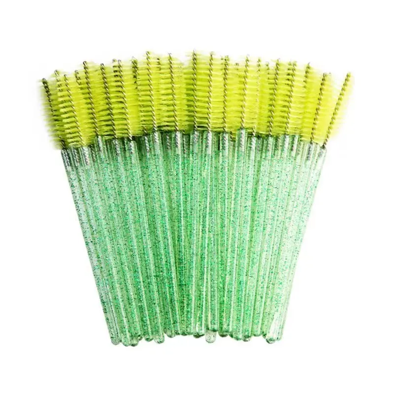 Disposable Eyelash Brush Transparent Green Crystal Handle Beauty Tool Facial Makeup Props