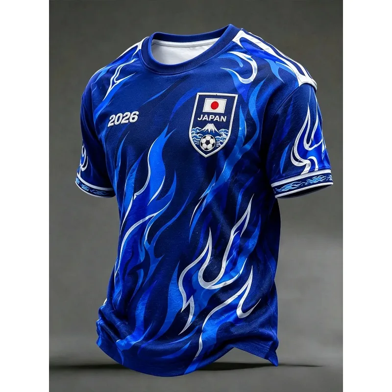 Unisex New 3D All‑Over Print Japan Scenery Inspired Football Jersey Colorful Vertical Stripes Casual Fan Sports Short Sleeve Tee
