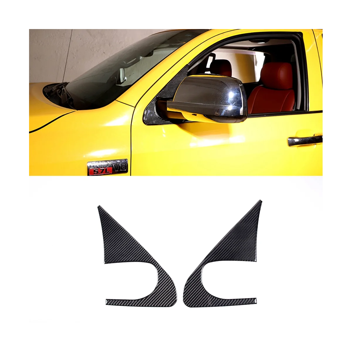 For 2007-2013 Car Front A-Pillar Window Glass Triangle Cover Stickers Accessories - Soft Carbon