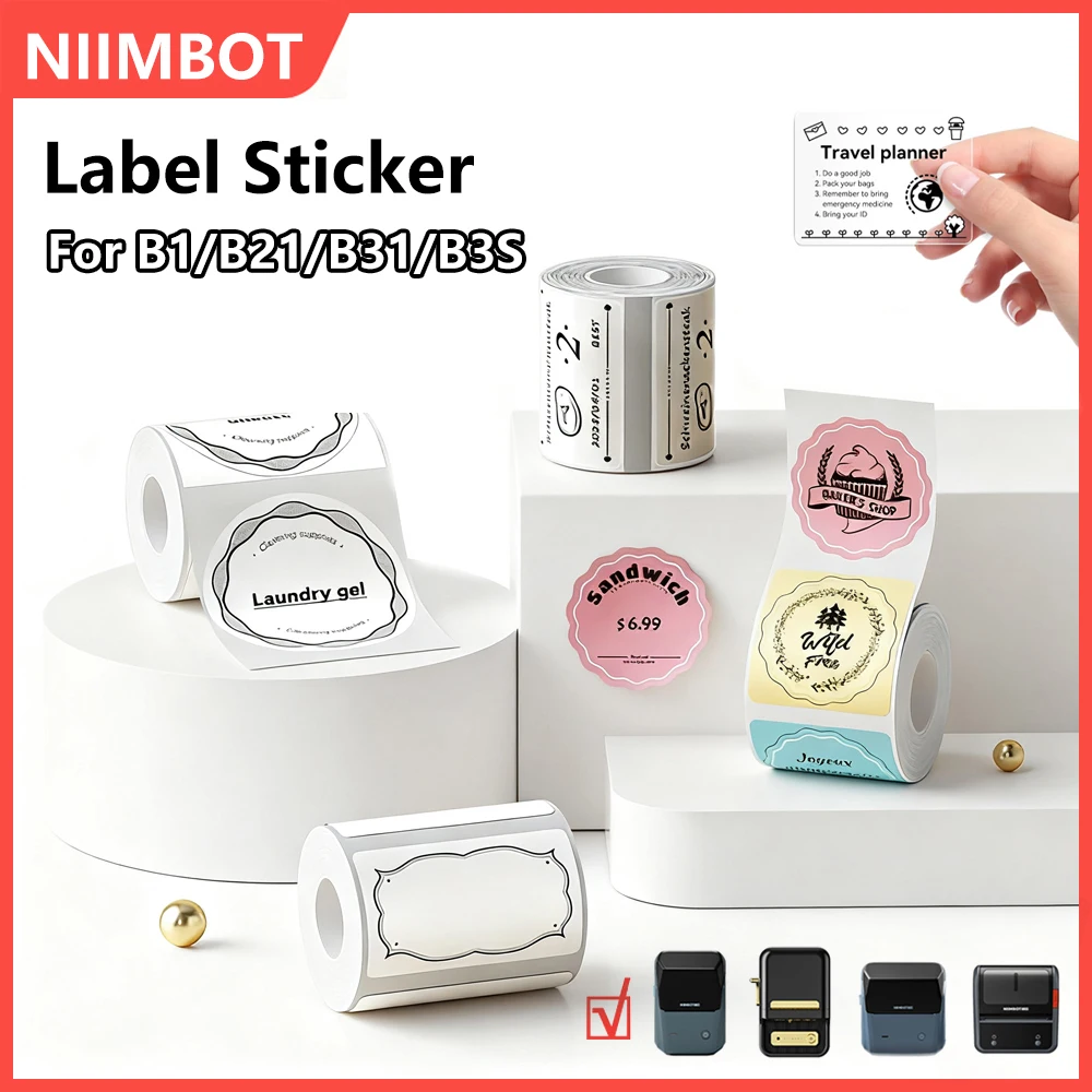 Niimbot White/Color/Transparent Labels Sticker Thermal Adhesive Paper Roll Printer Stickers For Niimbot B1 B21 Portable Printer