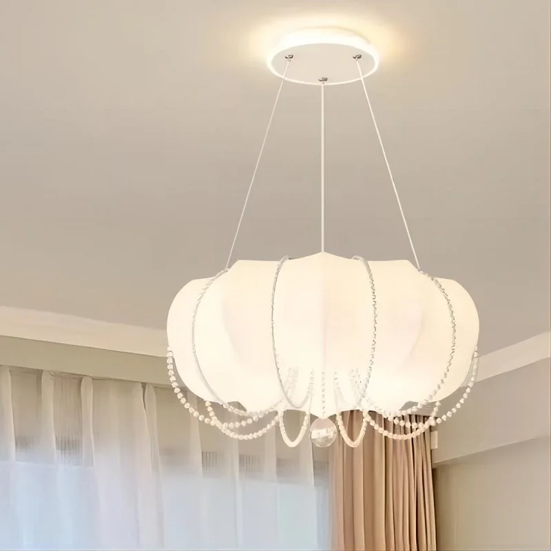 Pumpkin Shaped Bedroom Chandelier Full Spectrum Eye Protection Led Modern  Children's Room Cream Wind LED Light