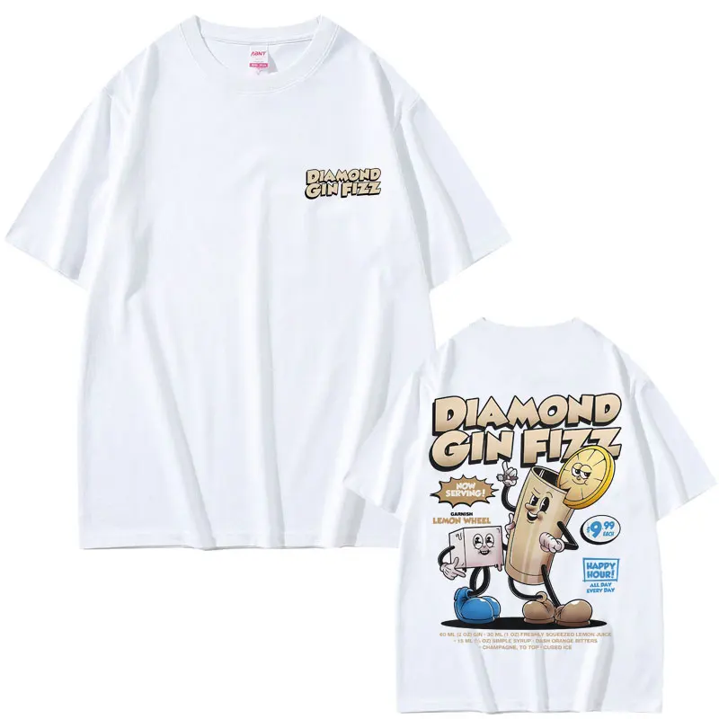

Diamond Gin Fizz Cocktail Cartoon Funny Meme T-shirt Men Women Casual Vintage T Shirts Tops Unisex High Quality Cotton Tshirt