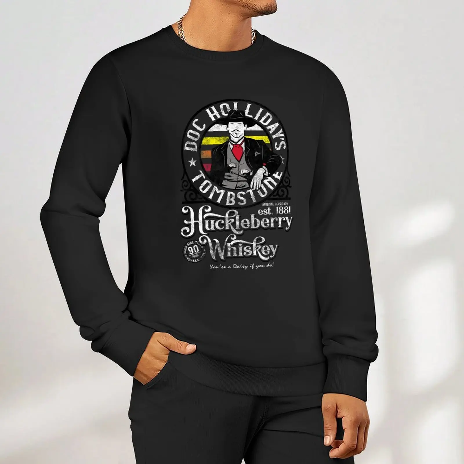 Doc Holliday's Huckleberry Whisky، Tombstone AZ Pulover ملابس رجالية على الطراز الياباني معطف رجالي