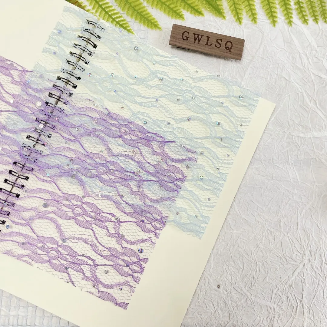 10Pcs A5 Color Lace Sequin Gauze Paper Scrapbooking Supplies DIY Junk Journal Planner Collage Background Paper Craft Material